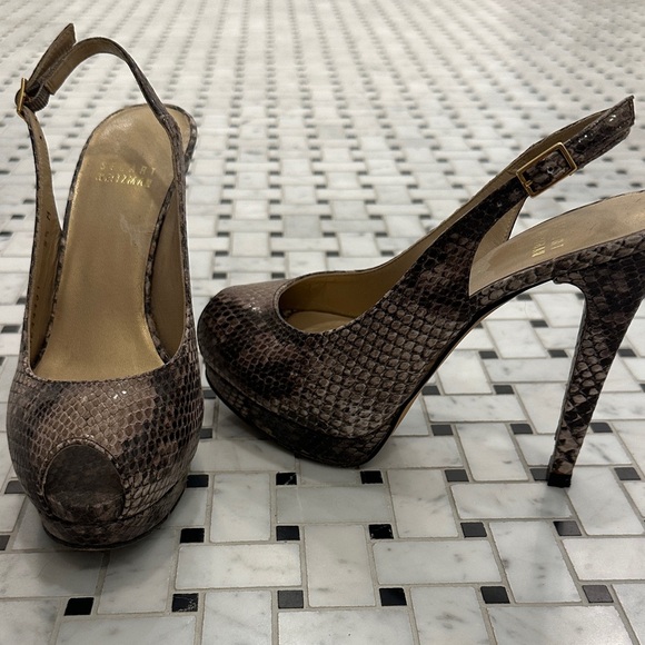 Stuart Weitzman Snakeskin Platform Heels - Picture 1 of 4
